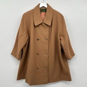 Vintage Pea Coat Double Breasted 80% Wool Size 2X 3X Quiet Luxury 3/4 Sleeve USA